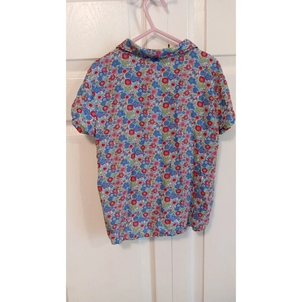 Carter's Girls floral and blue collard‎ bottom tie blouse
